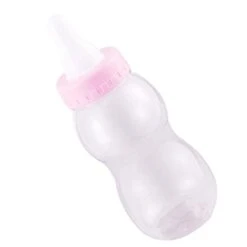 1Pc Baby Bottle Coin Bank Clear Piggy Bank Plastic Money Bank Coin Bank Money Jar Baby Shower Bottles Baby Piggy Bank Baby Shower Decoration For Girls And Boys, Pink 10.5x28cm