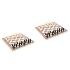 Ibasenice 2 Sets Chess Set Magnetic Toys Magnetic Toys For Adults Kids Play Set Kids Brain Teaser Game Checkers Backgammon Board Game Set Checkers Board Game Wooden Foldable Sticker Travel