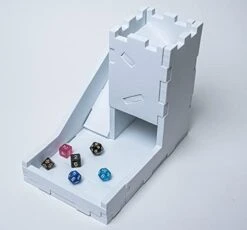 Dice Tower - DND Dice Tray, Board Game Dice Tower - Dice Rolling Tray, Large Tower - Perfect For RPG And Tabletop Gaming White/Black (White) -Folkmanis Toys Shop 317FU4YPNWL. AC