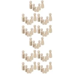Ibasenice 60 Pcs Projects| Plain Graffiti|Toy Simple Hand Art Bodies Game, Toys Art| Wood Figures- Puppets Peg Ornaments Handicraft Painting Puppet Xmas Christmas Party Hand-Painted