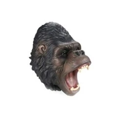 Hiawbon Soft Rubber Gorilla Hand Puppet Realistic Gorilla Head Open Movable Mouth Suitable For Storytelling Teaching Cake Topper Decoration Halloween Decoration