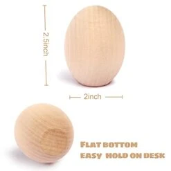 Sally Fashion 15PCS Unfinished Wooden Easter Eggs,Flat Bottom Fake Eggs For Crafts And Easter Egg Ornaments For Kids DIY Game