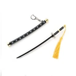 QIDUDZ Trafalgar Law,Trafalgar D Water Law Sword, Anime 1/4 Scale Mini Metal Sword Model Toy,Black White,Key Chains Toys Collections