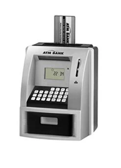 Toy Talking ATM Bank ATM Machine Savings Bank For Kids –Works Like A Real One- Deposit, Withdraw, Debit Card, Saving Target, Timer And Clock
