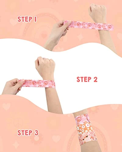 Sinasasspel Groovy Party Favors Set For Kids Adults Hippie Boho Silicone Bracelets Slap Bracelets Assortment Hippie Party Supplies Daisy Birthday Decorations(24 Count) 6 Sinasasspel Groovy Party Favors Set For Kids Adults Hippie Boho Silicone Bracelets Slap Bracelets Assortment Hippie Party Supplies Daisy Birthday Decorations(24 Count) - Image 4