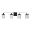 LauxaL 4 Light Crystal Vanity Lights Black Bathroom Lighting Fixture Over Mirror Modern Crystal Wall Sconce Industrial Farmhouse Style Hallway Wall Light For Living Room Bedroom Hallway