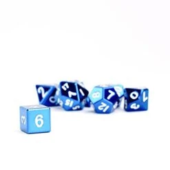 FanRoll By Metallic Dice Games 16mm Metal Polyhedral DND Dice Set: Blue, Role Playing Game Dice For Dungeons And Dragons