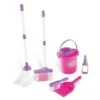 Fairnull [US Warehouse] ABS Kids Cleaning Set - Brush, Mop, Broom, Dustpan And Bucket - Foldable Housekeeping Kit - Cleaning Toys For Toddlers Girls & Boys, Total 6 Pieces