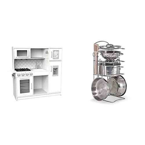 Melissa & Doug Wooden Chef’s Pretend Play Toy Kitchen With “Ice” Cube Dispenser – Kids Kitchen Play Set & Stainless Steel Pots And Pans Pretend Play Kitchen Set For Kids 3 Melissa & Doug Wooden Chef’s Pretend Play Toy Kitchen With “Ice” Cube Dispenser – Kids Kitchen Play Set & Stainless Steel Pots And Pans Pretend Play Kitchen Set For Kids
