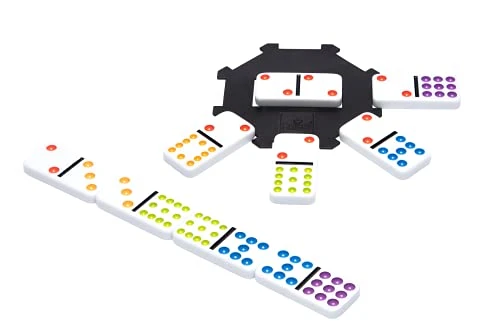 Mexican Train Dominoes - Beautiful Color Dot Double 12 Dominoes Set - Includes Train Markers And Hub By Pressman Multi Color, 5" 7 Mexican Train Dominoes - Beautiful Color Dot Double 12 Dominoes Set - Includes Train Markers And Hub By Pressman Multi Color, 5" - Image 5