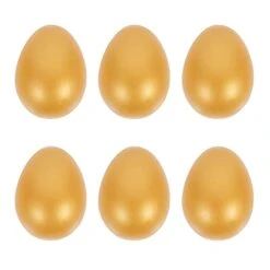 NUOBESTY Stuffed Toys 6PCS Easter Wooden Fake Egg Golden Chicken Egg Artificial Egg For Kids Toy DIY Painting Home Decor Egg Hunting Game Party Favors Craft Toys