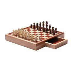 Crafted Chesspiece Wooden Chess Set Handmade Chess Board With Removable Storage Box Travel Portable Chess Game Sets For Kids And Adults Chess Set In Toys ( Size : Large )