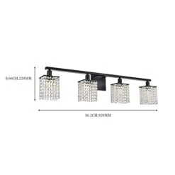 LauxaL 4 Light Crystal Vanity Lights Black Bathroom Lighting Fixture Over Mirror Modern Crystal Wall Sconce Industrial Farmhouse Style Hallway Wall Light For Living Room Bedroom Hallway -Folkmanis Toys Shop 31rb3HmjsfL