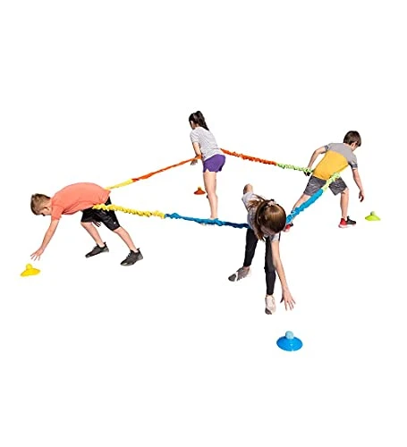 HearthSong Multi-Way Tug-of-War Game With 14 Foot Elastic Band, Four Cones And Four Balls 3 HearthSong Multi-Way Tug-of-War Game With 14 Foot Elastic Band, Four Cones And Four Balls