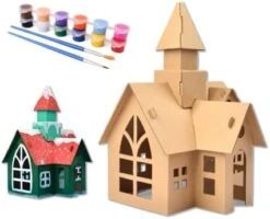 Children's DIY Paper House Assembled Coloring Toy Christmas Dress Up Game House Gift (Castle) -Folkmanis Toys Shop 410m7CFA4EL. AC