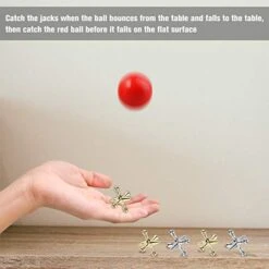 ZeeDix 90pcs Pick Up Sticks With 3 Sets Retro Metal Jacks Kit- Include 3 Pieces Red Rubber Balls And 30 Pieces Gold And Silver Metal Jacks, Classic Fun Game Gift Of Jacks For Kids Adults Family 11 ZeeDix 90pcs Pick Up Sticks With 3 Sets Retro Metal Jacks Kit- Include 3 Pieces Red Rubber Balls And 30 Pieces Gold And Silver Metal Jacks, Classic Fun Game Gift Of Jacks For Kids Adults Family -Folkmanis Toys Shop 410rGYScWKL