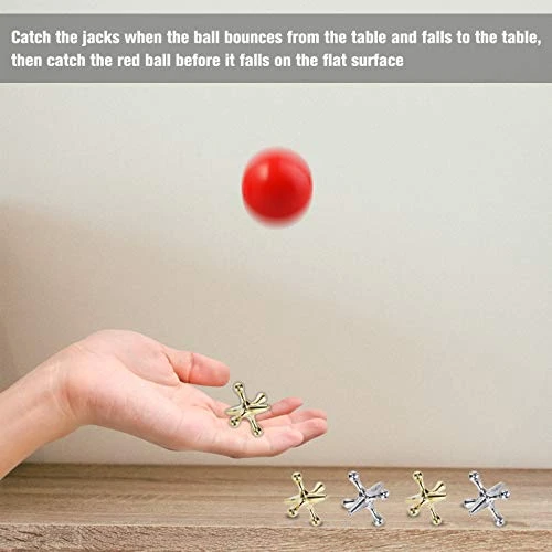 ZeeDix 90pcs Pick Up Sticks With 3 Sets Retro Metal Jacks Kit- Include 3 Pieces Red Rubber Balls And 30 Pieces Gold And Silver Metal Jacks, Classic Fun Game Gift Of Jacks For Kids Adults Family 6 ZeeDix 90pcs Pick Up Sticks With 3 Sets Retro Metal Jacks Kit- Include 3 Pieces Red Rubber Balls And 30 Pieces Gold And Silver Metal Jacks, Classic Fun Game Gift Of Jacks For Kids Adults Family - Image 4
