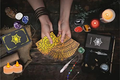 Tarot Cards With Guide Book, 78 Original PVC Waterproof Anti-Wrinkle Luxury Gold Foil Tarot Cards Deck Fortune Telling Game For Beginners&Expert Readers, Classic Tarot Deck Size 4.7" X 2.8" (Gold) 4 Tarot Cards With Guide Book, 78 Original PVC Waterproof Anti-Wrinkle Luxury Gold Foil Tarot Cards Deck Fortune Telling Game For Beginners&Expert Readers, Classic Tarot Deck Size 4.7" X 2.8" (Gold) - Image 2