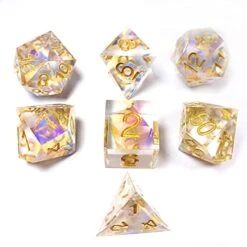 IDTQ DND Game Dice-Set Sharp Edges - Dungeons And Dragons Polyhedral Translucent Gold Dice Set RPG MTG Table Games D4 D6 D8 D10 D12 D20 (Colorful Sword) -Folkmanis Toys Shop 411fROmuLdS
