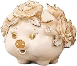 Piggy Bank Children's Toy Money Box Piggy Bank，Ceramic Coin Currency Bank Cartoon Coin Jar For Coin Bank ，Unique Birthday Gift Nursery Decor Coin Bank White Piggy Banks Furniture Games (Color : Gold -Folkmanis Toys Shop 411r9S8nWL. AC