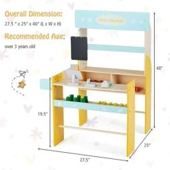 HONEY JOY Kids Grocery Store Playset, Wooden Checkout Grocery Store Pretend Play, Cash Register Stand W/Chalkboard, Toddler Supermarket Vegetable Play Toy For Boys Girls(36 Pcs Play Food Included) -Folkmanis Toys Shop 411xYnxpmfL