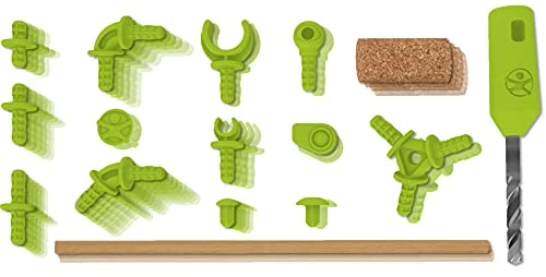 HABA Terra Kids Connectors Backyard Craft Kit Figures - 66 Piece Set With Plastic Connecrtors, Cork & Hand Drill - Add Wood From Nature - Ages 8+ 4 HABA Terra Kids Connectors Backyard Craft Kit Figures - 66 Piece Set With Plastic Connecrtors, Cork & Hand Drill - Add Wood From Nature - Ages 8+ - Image 2