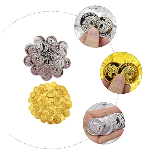 Alasum 200pcs Pirate Gold Coin Vintage Pirate Accessories Metal Coins Gold Treasure Coins Plastic Game Coins Golden Game Coins Funny Game Coins Simulation Gold Coins Photo Prop 6 Alasum 200pcs Pirate Gold Coin Vintage Pirate Accessories Metal Coins Gold Treasure Coins Plastic Game Coins Golden Game Coins Funny Game Coins Simulation Gold Coins Photo Prop - Image 4