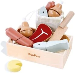 PairPear Wooden Play Food Cutting Fruit Set - Wooden Toys For Toddlers Toy Food Play Kitchen Accessories -Folkmanis Toys Shop 412GqiX3uYL. AC