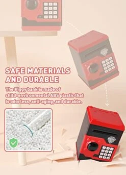 PLAYSHEEK Piggy Bank For Girls Boys Large Electronic Money Coin Banks With Password Protection, Automatic Paper Money Scroll Saving Box, Great Gift For Kids (Black-Red) 15 PLAYSHEEK Piggy Bank For Girls Boys Large Electronic Money Coin Banks With Password Protection, Automatic Paper Money Scroll Saving Box, Great Gift For Kids (Black-Red) -Folkmanis Toys Shop 412SLTiehBL