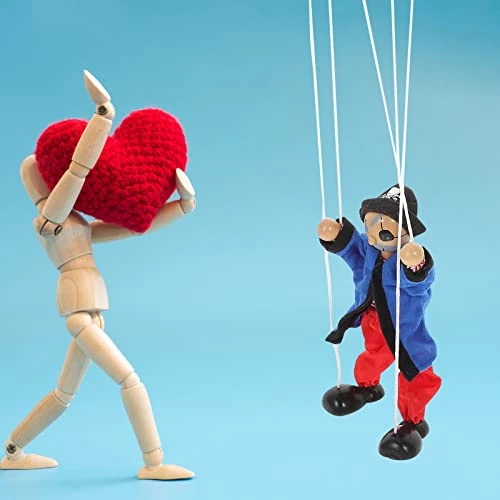LUOZZY 2Pcs Marionette Puppets Doll Wooden Pirate Marionette Pull String Hand Puppet Clown Toys Handiwork Interactive Toys For Birthday Holiday Party Gifts, Blue… 5 LUOZZY 2Pcs Marionette Puppets Doll Wooden Pirate Marionette Pull String Hand Puppet Clown Toys Handiwork Interactive Toys For Birthday Holiday Party Gifts, Blue… - Image 3