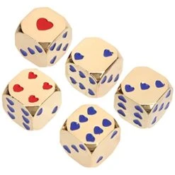 NUOBESTY 5Pcs Metal Dice Toys, Decorative Dice With Heart Dots Board Games Dice Games Party Props And Classroom Supplies