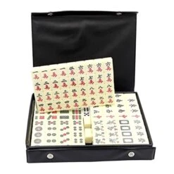 ZEONIK Mahjong Portable Mini Mahjong Set Chinese Mahjong Set Desktop Toys Travel Mahjong Interactive Mahjong Set Indoor Entertainment Game Set Travel Toy Majoug