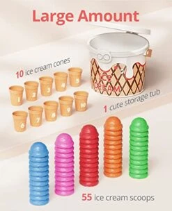 JoyCat Ice Cream Counting And Color Sorting Set For Toddlers And Kids- 65 Pieces, Montessori Stacking Fine Motor Skills Toys, Math Manipulatives Learning Toys With Storage Tub -Folkmanis Toys Shop 413CruZfuqL