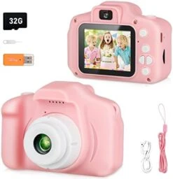 Kids Camera For Girls, Digital Camera For Kids, Kids Digital Selfie Camera Toys For 3 4 5 6 7 8 9 Year Old Girls, Christmas Birthday Gifts For Boys With 32GB SD Card-Pink -Folkmanis Toys Shop 413Y Bh9sL. AC