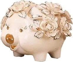 Piggy Bank Children's Toy Money Box Piggy Bank，Ceramic Coin Currency Bank Cartoon Coin Jar For Coin Bank ，Unique Birthday Gift Nursery Decor Coin Bank White Piggy Banks Furniture Games (Color : Gold -Folkmanis Toys Shop 413Z7XO6RfL. AC