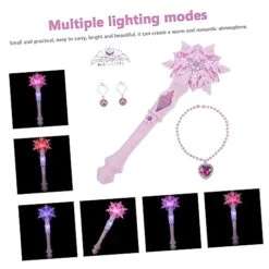 BESTOYARD 2 Pcs Snowflake Glitter Stick Makeup Toys Girls Clothing Set Fairy Wand Princess Costume Christmas Necklace Earring Light Up Snowflake Beautiful Flashing Toy Party Flashing Wand -Folkmanis Toys Shop 413usSnN2IL