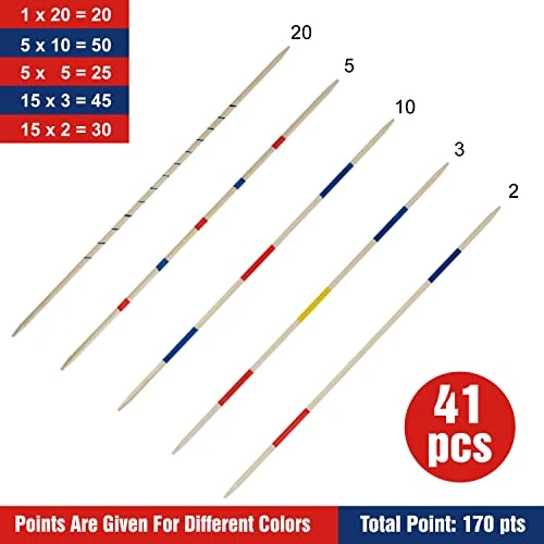 GOTHINK Jumbo Large 20 Inch Pick Up Sticks, Classic Bamboo Outdoot Toy Game For Kids And Adults, Perfect For Indoor And Outdoor Play, Enhance Strategy And Coordination Skills 5 GOTHINK Jumbo Large 20 Inch Pick Up Sticks, Classic Bamboo Outdoot Toy Game For Kids And Adults, Perfect For Indoor And Outdoor Play, Enhance Strategy And Coordination Skills - Image 3