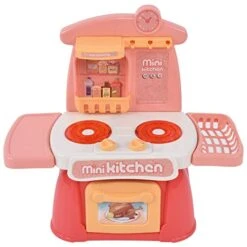 Drfeify Pretend Kitchen Game Set,Mini Size Kitchen Set With Sounds And Lights Educational Kids Cooking Toys Gifts Pretend Kitchen Game Set For Kids (888-19 Pink)