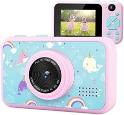 SLSFJLKJ Kids Camera Girls & Boys Toy Gift, MP3 Player Digital Video Camera Children Dual Cameras Selfie Photography Electronic Game Camera For Kids Age 3 4 5 6 7 9 10 Girls Gifts Birthday Christmas -Folkmanis Toys Shop 415jUE6rCiL. AC