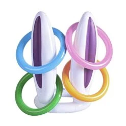 IFOTIME Toss Toy Inflatable Easter Kids Game Set Bunny 2 Rabbit Ring Ears & Hat Easter Inflatable Toy 49ers Inflatable (as Shown, One Size) -Folkmanis Toys Shop 415nH217qGL