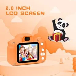 Ainiv Kids Camera, Kids Selfie Camera For Boys And Girls, Digital Camera With Photo Stickers And Puzzle Games, Boys And Girls Gifts, With 32GB SD Card, 2.0 Inch IPS Screen 1080P Video Camcorder-Orange -Folkmanis Toys Shop 4165817F4gL