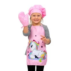 Next Milestones Kids Baking Set - Unicorn-Themed 17-Piece Chef & Baker Role Play Toy Kit For Children - Fun Kitchen & Cooking Kit For Kids - Complete With Utensils Hat & Apron - For 3-7 Year Old -Folkmanis Toys Shop 4169NkLymUL