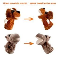 Qilay (2Pack) Animal Hand Puppets With Open Movable Mouth, Puppy & Hippo Show Hand Puppet Imaginative Play Toy, Gift Ideas For Adults And Kids -Folkmanis Toys Shop 4173GLxSWdL