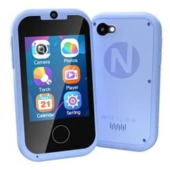 Lizzbey Kids Phone Toys For Toddlers 3-5,Christmas Birthday Gifts For Boys Girls Ages 3-6,Portable Touchscreen Play Phone For Kids MP3 Music Player With Camera SD Card-Blue