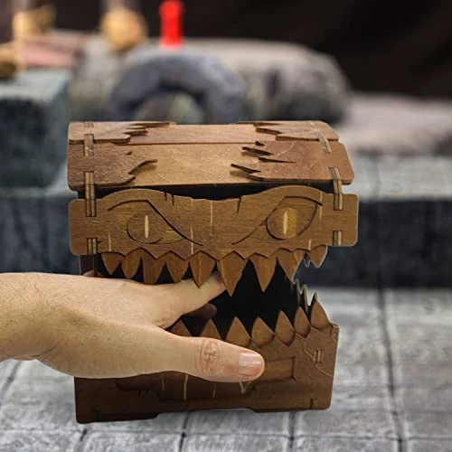 Mimic Chest For Dungeons And Dragons Tower With Tray Wood Laser Etched Cthulhu Portable And Collapsible Dice Roller Perfect For Board Game And Tabletop RPG 5 Mimic Chest For Dungeons And Dragons Tower With Tray Wood Laser Etched Cthulhu Portable And Collapsible Dice Roller Perfect For Board Game And Tabletop RPG - Image 3