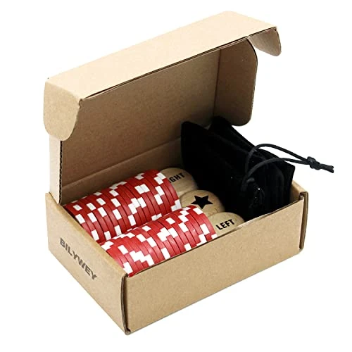 Bilywey Upgrade Left Right Center Dice Game Set With 3Pcs Beech Wood Dices + 36Pcs 11.5g Poker Chips (Red) 5 Bilywey Upgrade Left Right Center Dice Game Set With 3Pcs Beech Wood Dices + 36Pcs 11.5g Poker Chips (Red) - Image 3