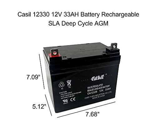 Casil 12V 33Ah Replacement Battery Compatible With Invacare Action Narrow Ranger Cat Bas Dart Jaguar Rabbit Excel LX3 Plus LX4 Flyer (Discontinued 1/2000) M51 Ranger II N51 P7E Power 9000 5 Casil 12V 33Ah Replacement Battery Compatible With Invacare Action Narrow Ranger Cat Bas Dart Jaguar Rabbit Excel LX3 Plus LX4 Flyer (Discontinued 1/2000) M51 Ranger II N51 P7E Power 9000 - Image 3
