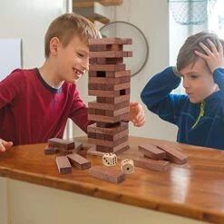 Canuan Wooden Blocks Stacking Games, 54PCS Tumbling Tower Game For Kids Adult And Families, Wooden Stacking Tower Montessori Toys Tabletop Games Party Games With Storage Box -Folkmanis Toys Shop 41876G1SABL