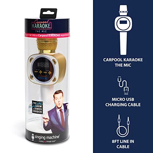 Carpool Karaoke Machine For Kids & Adults, Carpool Karaoke The Mic 1.0 By Singing Machine - Wireless & Bluetooth Karaoke Microphone With Mic Volume, Echo Controls, & Lighting Effects - Gold & White 8 Carpool Karaoke Machine For Kids & Adults, Carpool Karaoke The Mic 1.0 By Singing Machine - Wireless & Bluetooth Karaoke Microphone With Mic Volume, Echo Controls, & Lighting Effects - Gold & White - Image 6