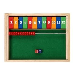 Sterling Games 12 Numbers Shut The Box Game With Abacus Counting Beads Wooden Math Dice Game For Kids And Small Children
